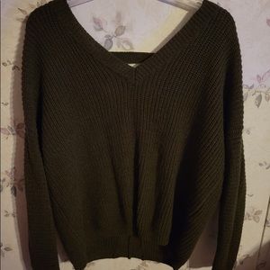 Forever 21 knitted open back oversized olive green sweater
